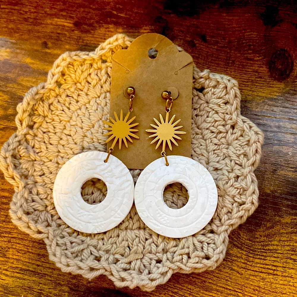 Boutique Clay Earrings Dangle Handmade Gold